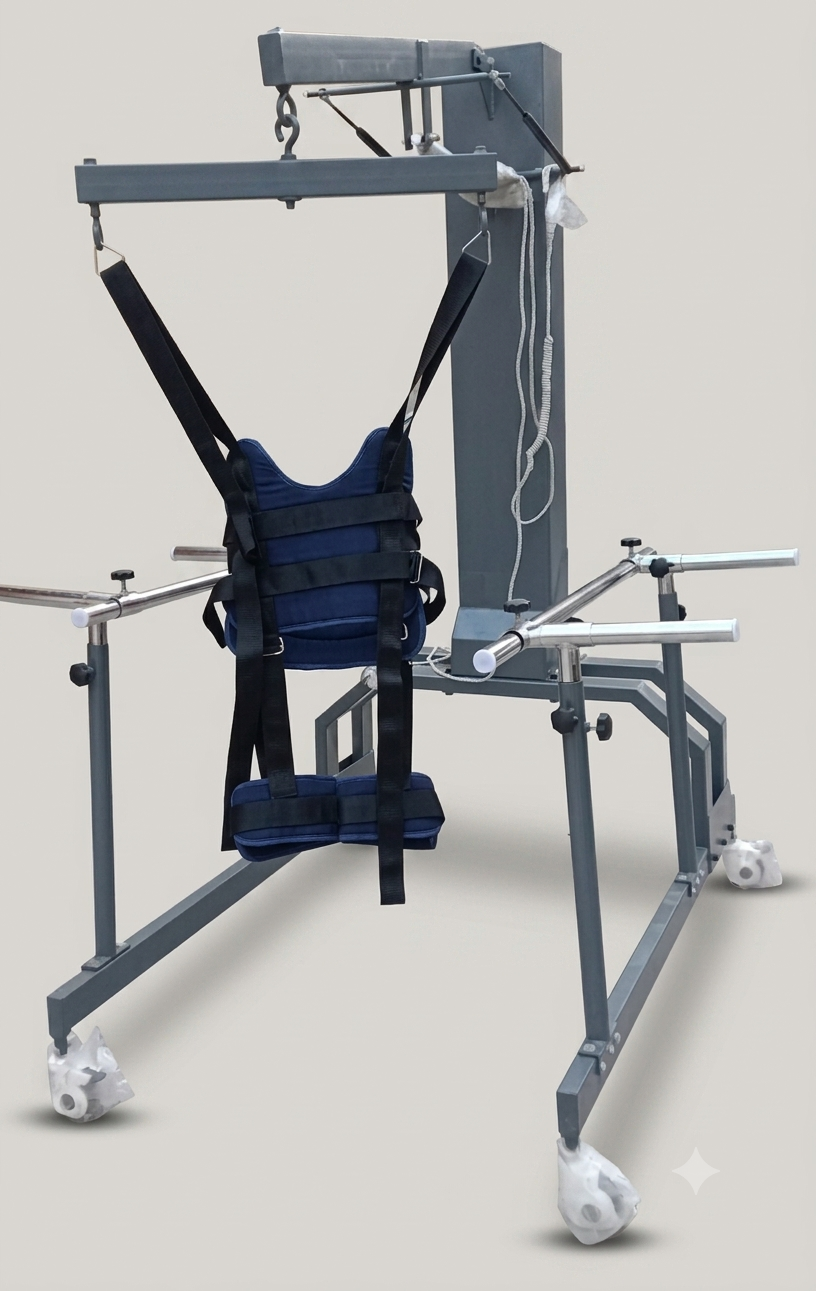 Unweighing motorized gait trainer for Confident Rehabilitation