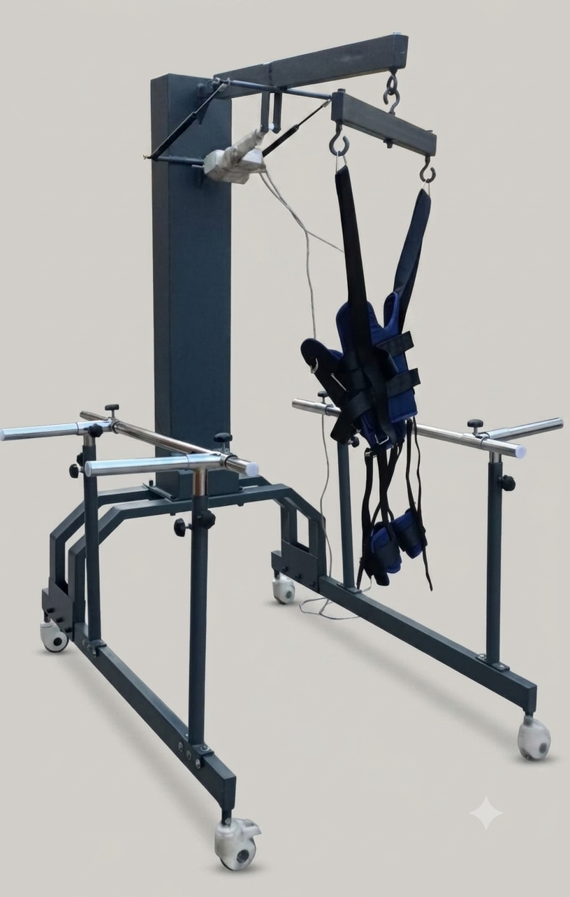 Unweighing motorized gait trainer for Confident Rehabilitation