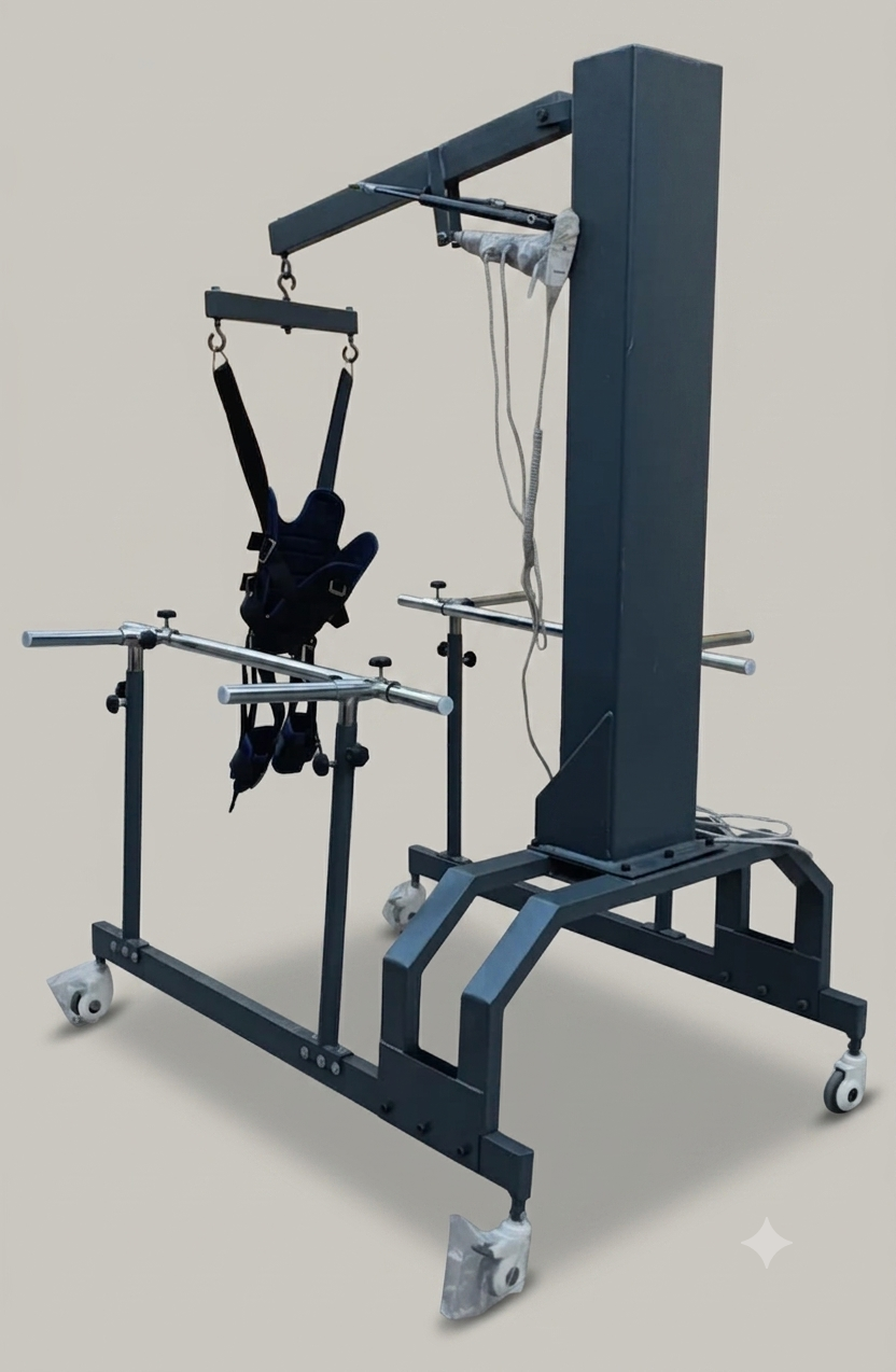 Unweighing motorized gait trainer for Confident Rehabilitation