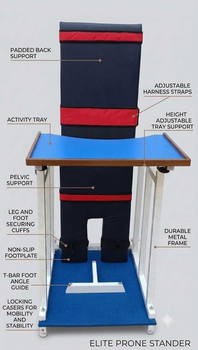 TNT standing Frame Adult for Heavy body Multifunctional CP Standing Frame with Activity Tray Physiotherapy Equipment