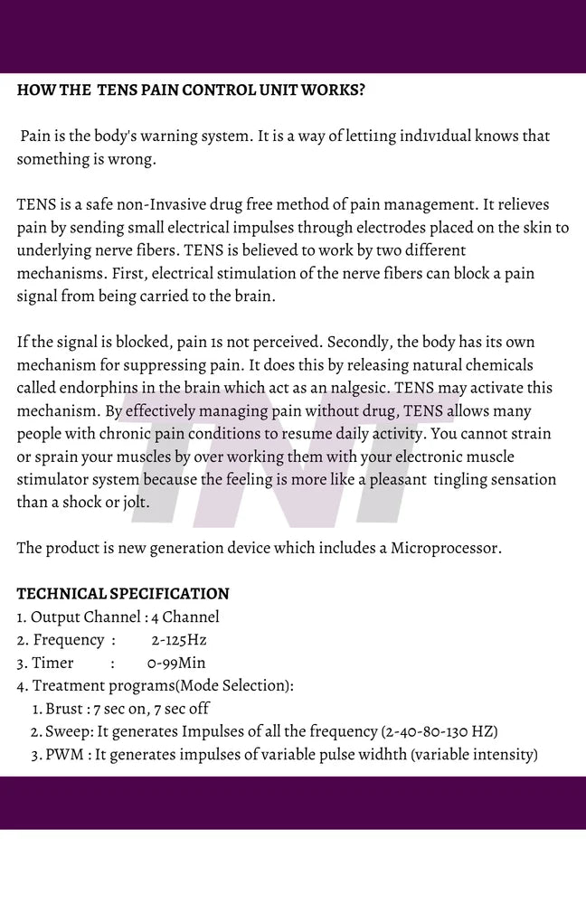 Mild Steel Pain relief Four Channel Tens, Automatic